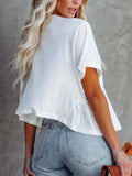 Tied Plunge Short Sleeve Blouse - Trendsi