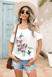 Lace Detail Round Neck Cold Shoulder Blouse - Trendsi - Flyclothing LLC