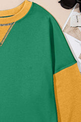 Contrast Round Neck Long Sleeve Sweatshirt - Trendsi - Flyclothing LLC