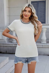 Round Neck Short Sleeve T-Shirt - Trendsi