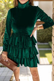 Ruffled Layered Long Sleeve Mini Dress - Trendsi