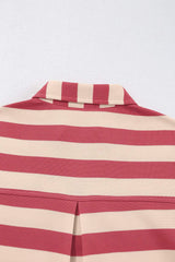 Contrast Striped Johnny Collar Long Sleeve Mini Dress - Trendsi - Flyclothing LLC
