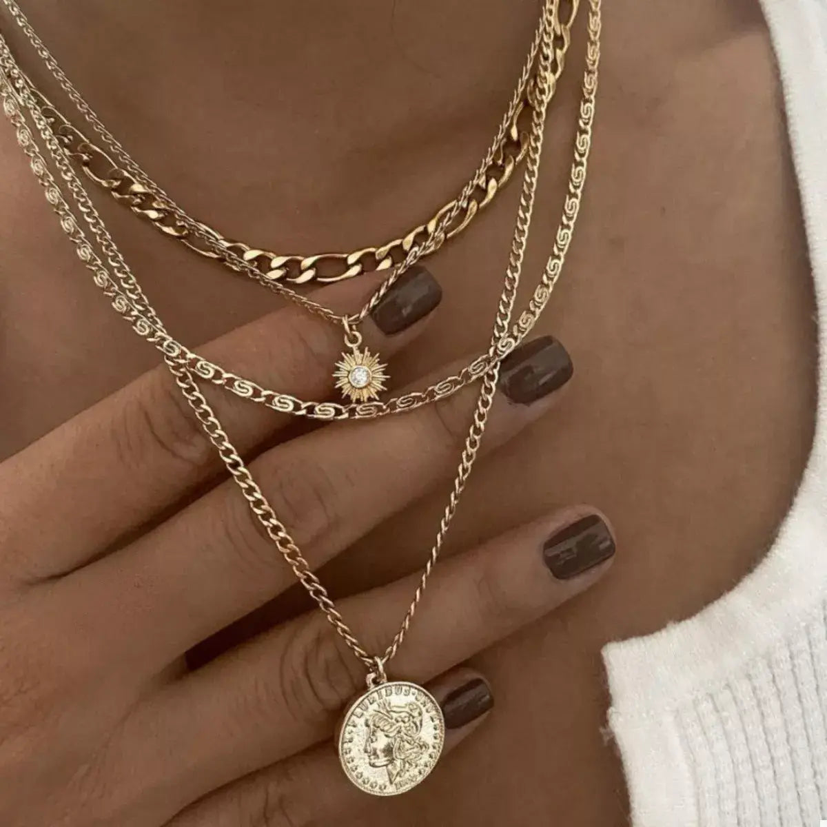 Four Layered Pendant Necklace - Trendsi - Flyclothing LLC
