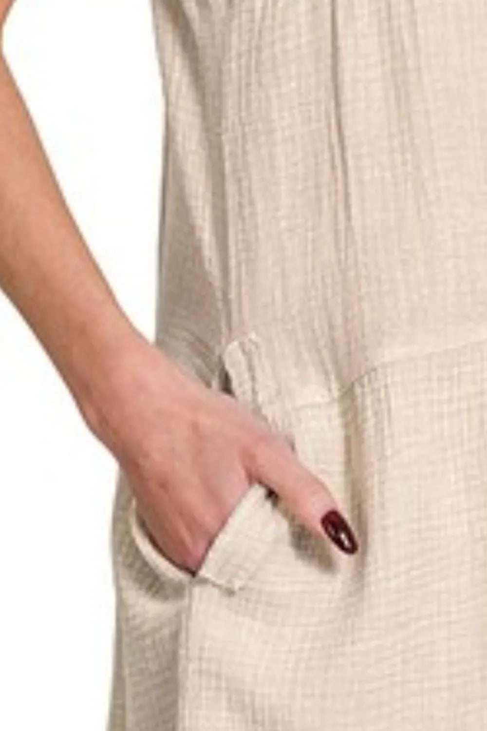 Zenana Washed Double Gauze Raw Edge V-neck Dress - Trendsi - Flyclothing LLC