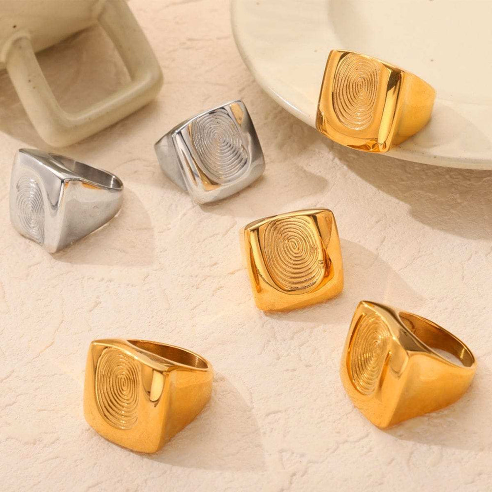 Titanium Steel Fingerprint Signet Ring - Trendsi - Flyclothing LLC