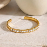 Stainless Steel Inlaid Zircon Bracelet - Trendsi