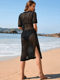 Slit Openwork Round Neck Cover-Up - Trendsi