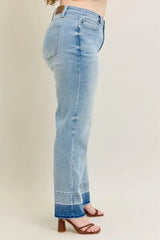 Judy Blue Full Size Mr Release Hem Wide Leg Jeans Plus Size - Trendsi - Flyclothing LLC