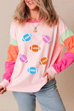 Football Round Neck Long Sleeve Top - Trendsi - Flyclothing LLC