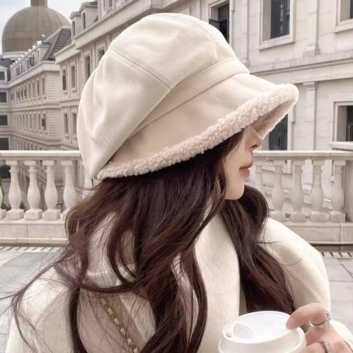 Plush Trim Baker Boy Hat - Trendsi - Flyclothing LLC