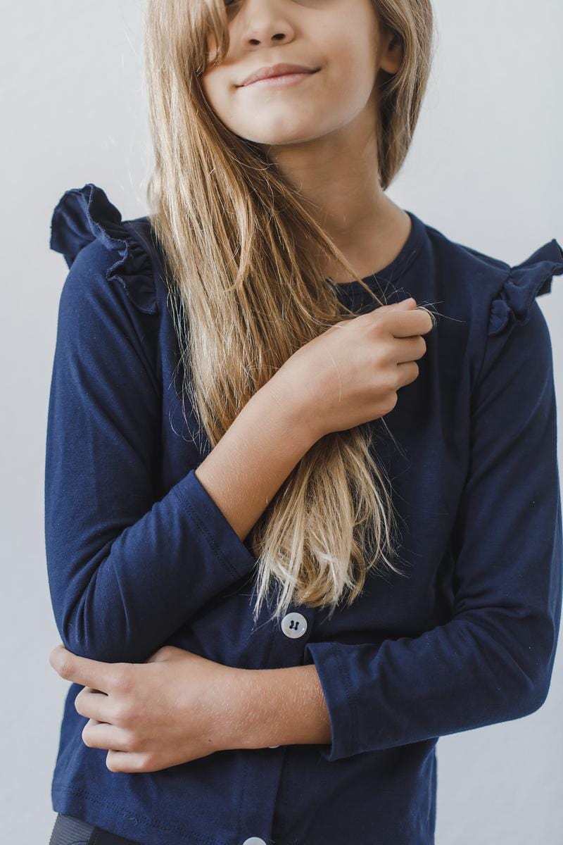 Navy Ruffle Cardigan - Mila & Rose ®