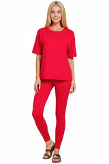 Zenana Full Size Brushed Dty Microfiber Short Sleeve Top and Pants Loungewear Set Plus Size - Trendsi - Flyclothing LLC