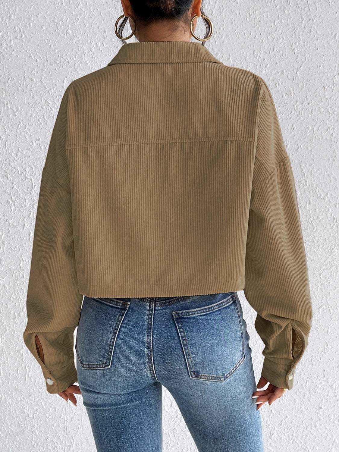 Snap Down Long Sleeve Jacket - Trendsi - Flyclothing LLC