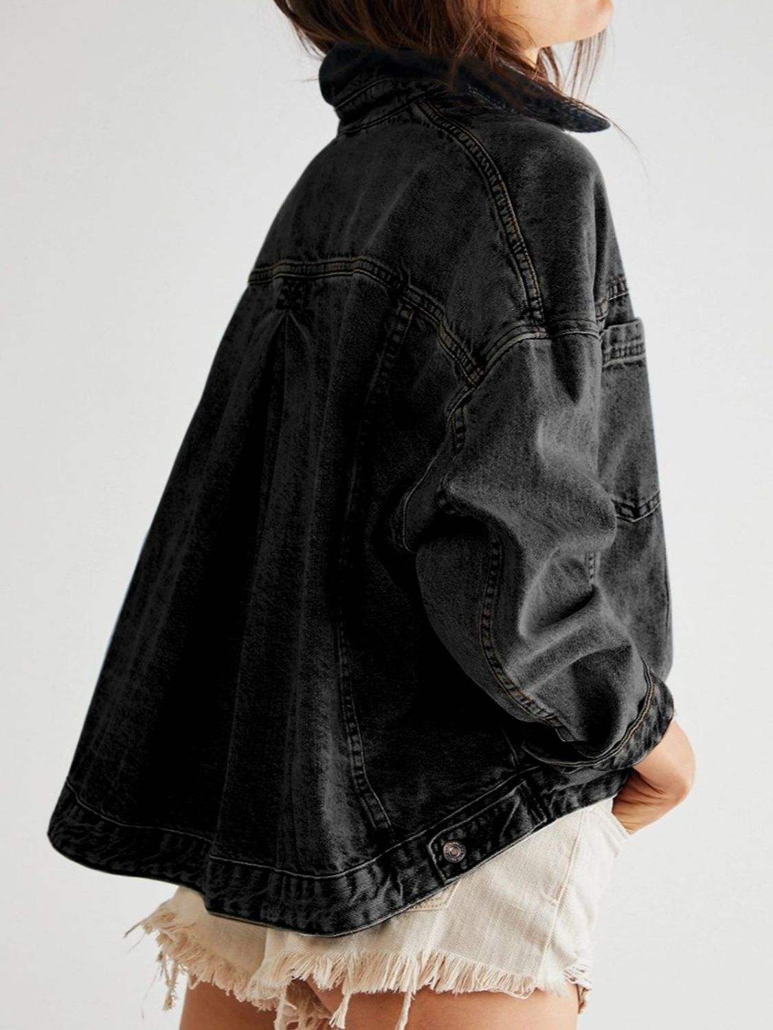 Pocketed Button Up Denim Jacket - Trendsi - Flyclothing LLC