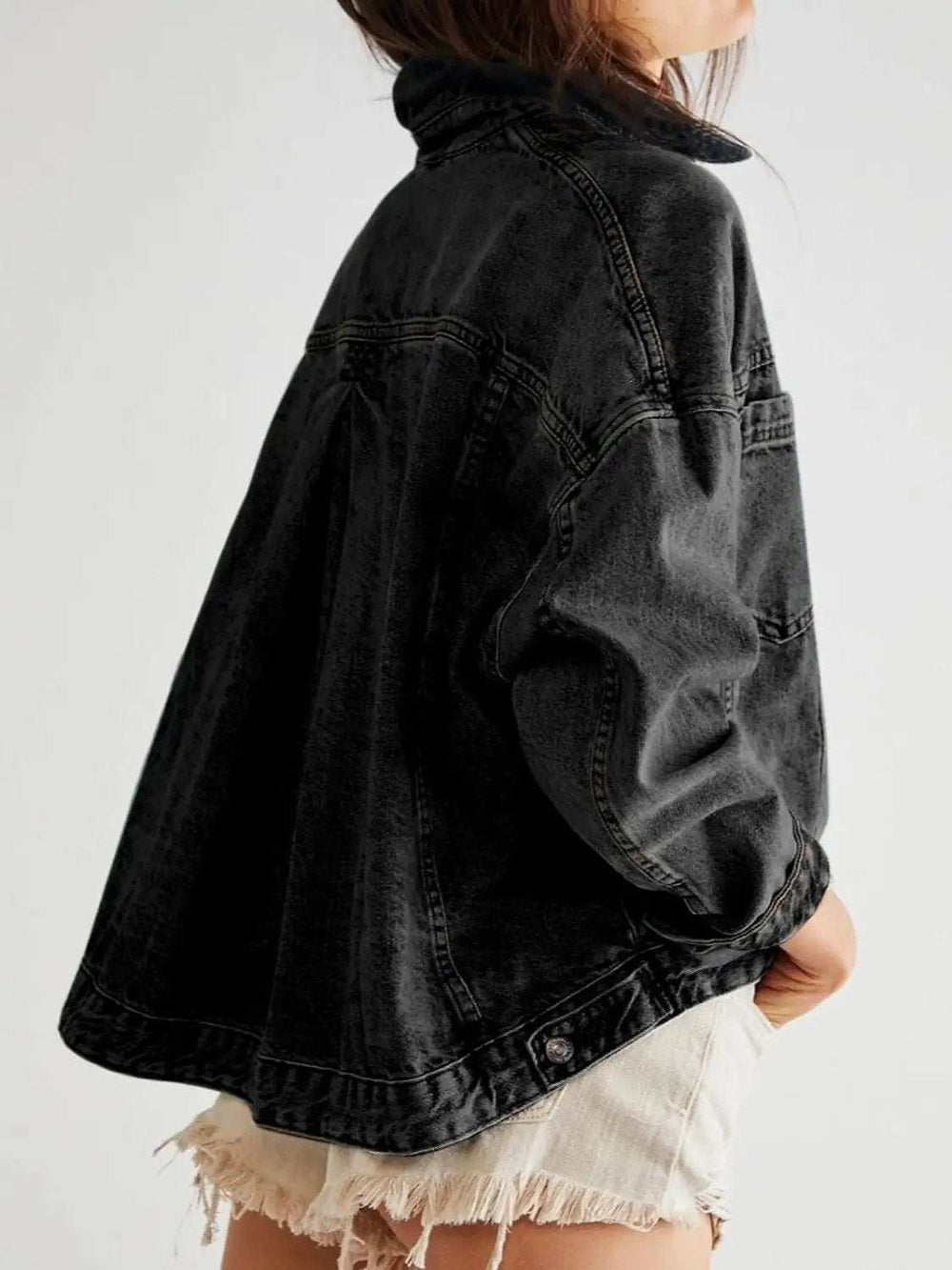 Pocketed Button Up Denim Jacket - Trendsi - Flyclothing LLC