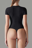 Round Neck Short Sleeve Active Bodysuit - Trendsi - Flyclothing LLC