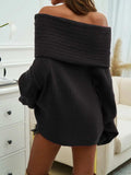Off-Shoulder Extra-Long Sleeve Sweater - Trendsi - Flyclothing LLC