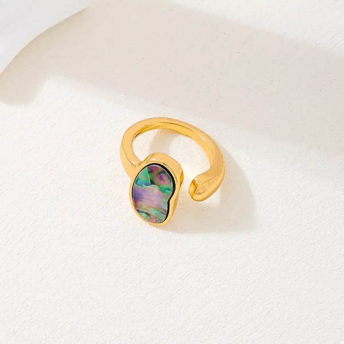18K Gold-Plated Oval Open Ring - Trendsi - Flyclothing LLC