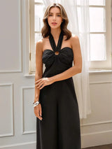 Halter Neck Wide Leg Jumpsuit - Trendsi - Flyclothing LLC