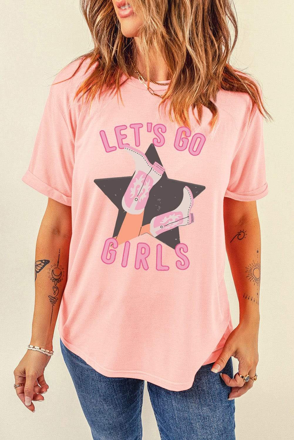 Graphic Round Neck Short Sleeve T-Shirt - Trendsi - Flyclothing LLC