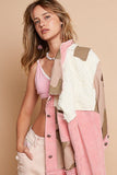 POL Corduroy Jacquard Patchwork Button Up Jacket - Trendsi