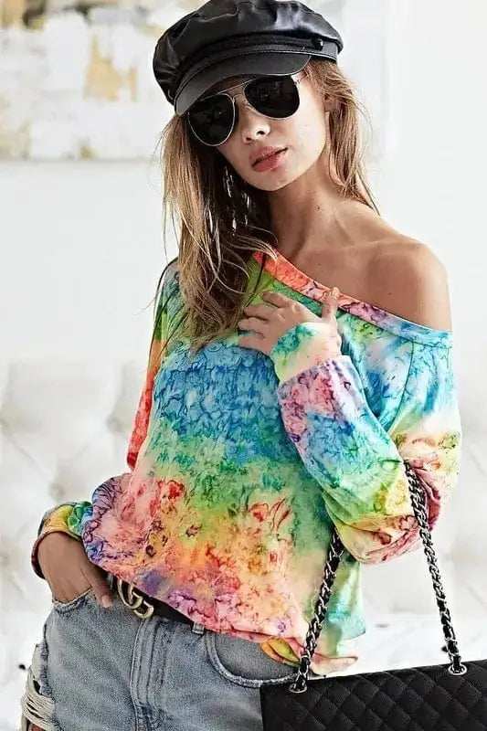BiBi Tie Dye Soft Knit Jersey T-Shirt - Trendsi - Flyclothing LLC