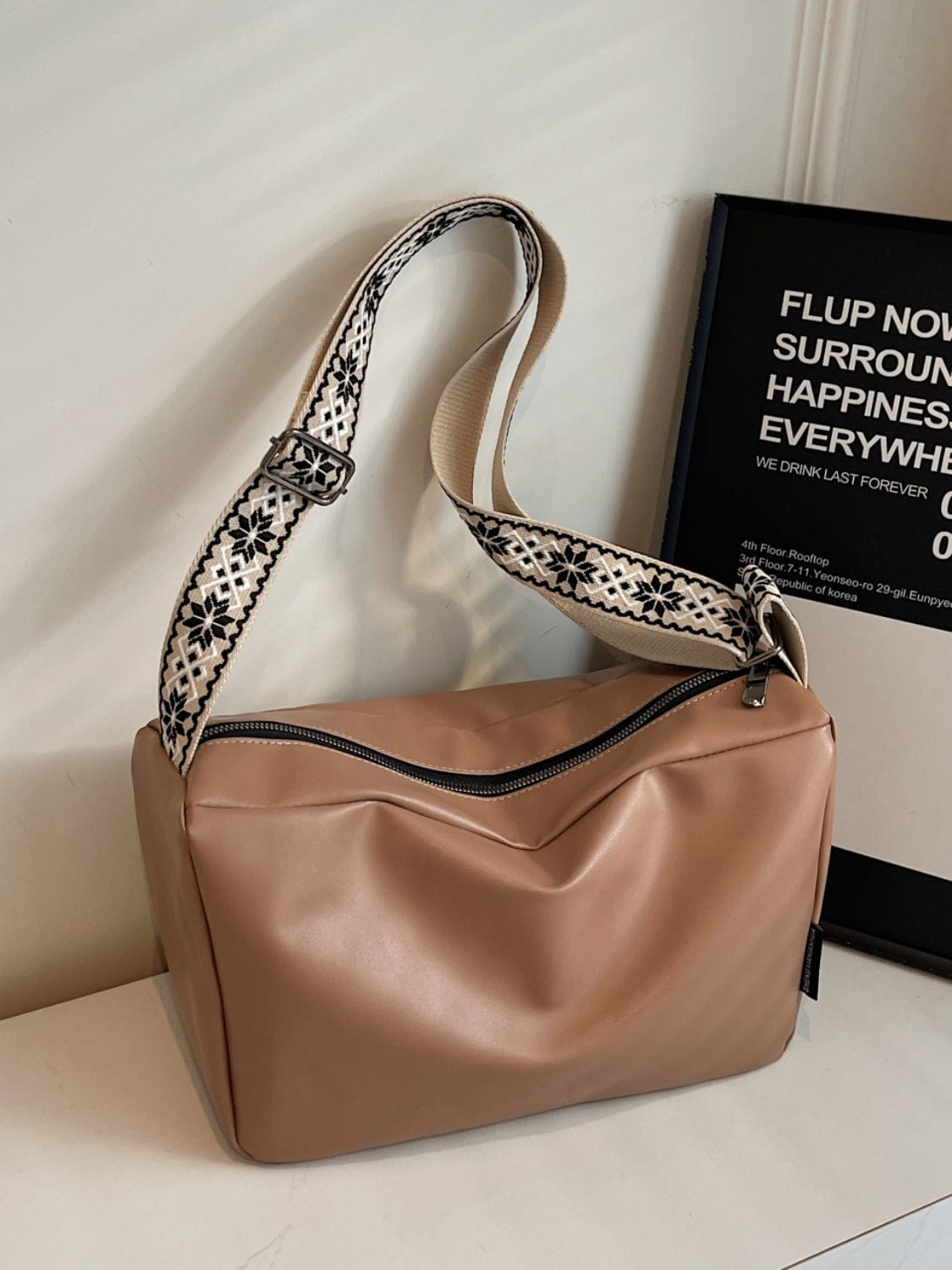 PU Leather Adjustable Strap Crossbody Bag - Trendsi