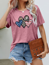 US Flag Leopard Heart Graphic Tee - Trendsi - Flyclothing LLC