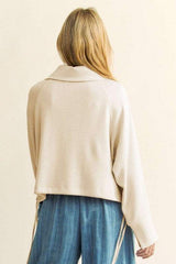 Davi & Dani Drawstring Hem Half Zip Raglan Sleeve Sweatshirt - Trendsi - Flyclothing LLC