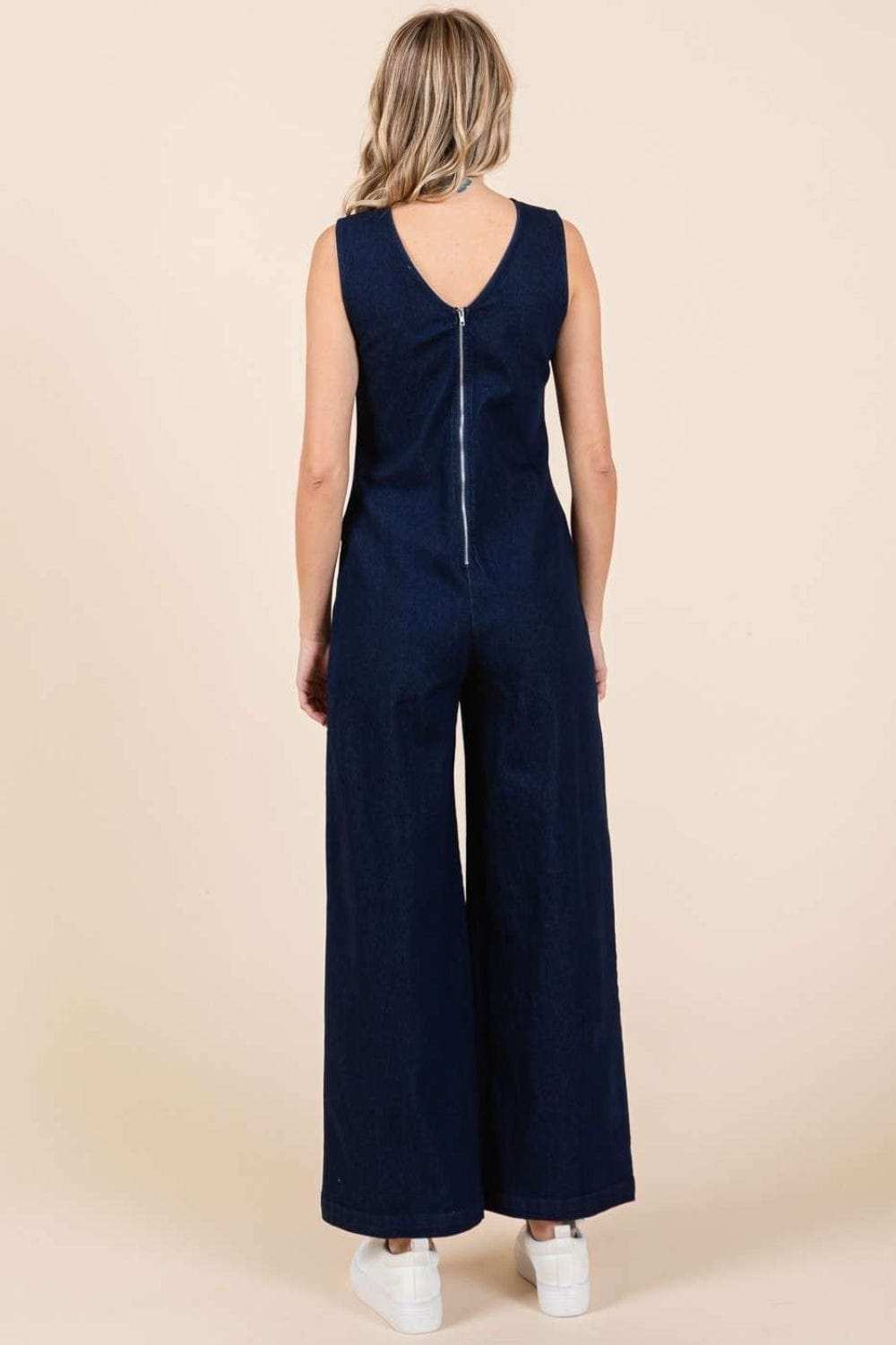 Mittoshop Sleeveless Wide Leg Denim Jumpsuit - Trendsi - Flyclothing LLC