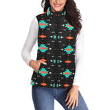 Baha Ranch Turquoise Orange Aztec Women's Western Puffy Vest