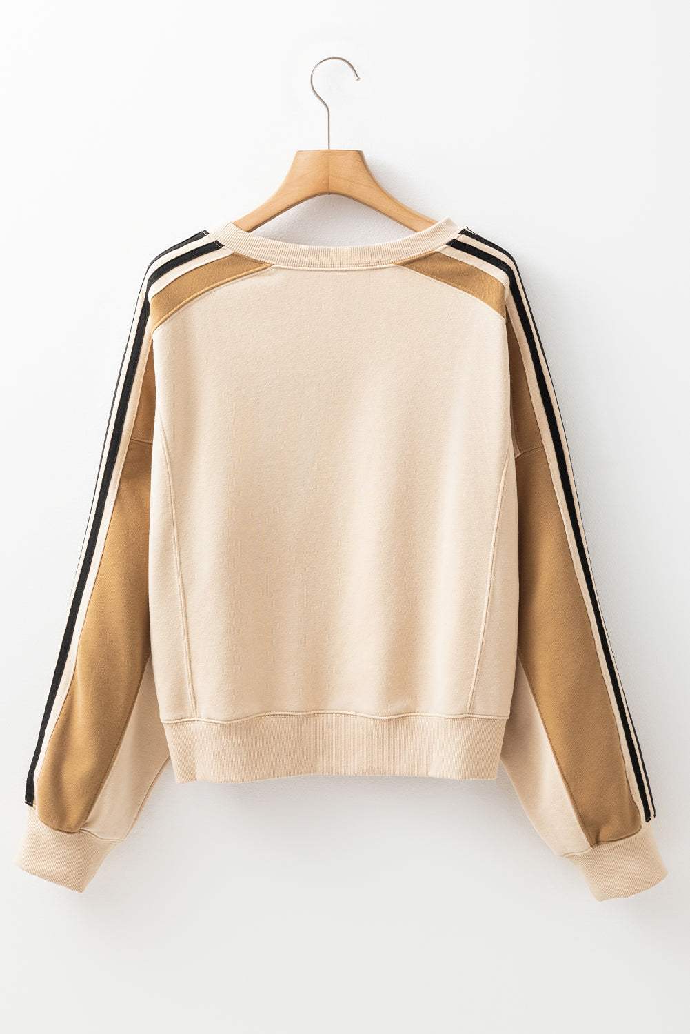 Contrast Round Neck Long Sleeve Sweatshirt - Trendsi - Flyclothing LLC