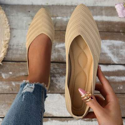 Mesh Point Toe Solid Color Slip-Ons - Trendsi - Flyclothing LLC
