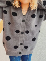 Polka Dot Button Up Cardigan - Trendsi