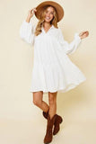 Ces Femme Johnny Collar Balloon Sleeve Mini Dress - Trendsi