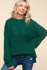 Haptics Full Size Mock Neck Side Slit Knit Top - Trendsi