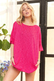 ADORA Drop Shoulder Loose Fit Knit Tunic Top - Trendsi
