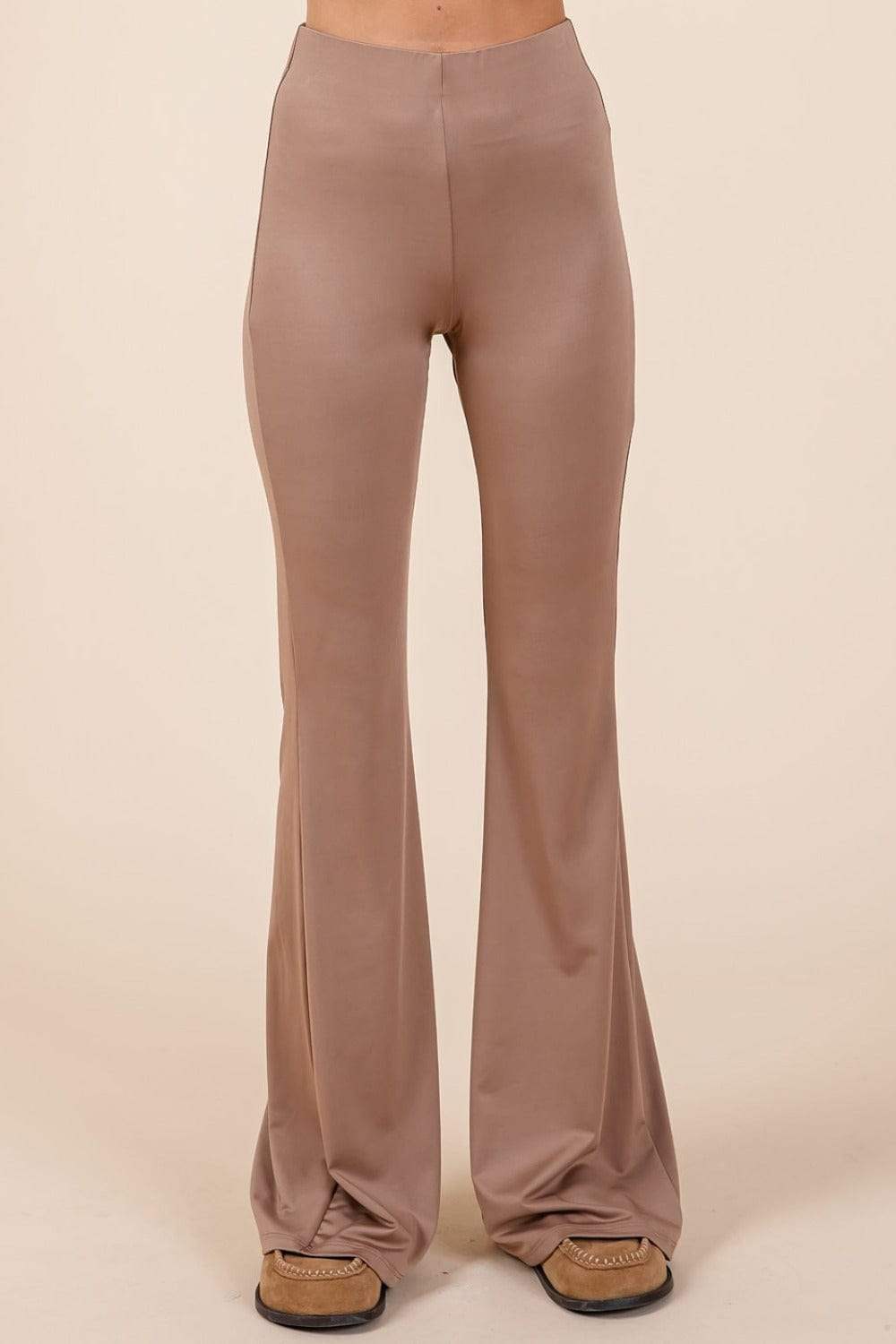 Mittoshop Stretchy Soft Elastic Waist Flare Pants - Trendsi - Flyclothing LLC