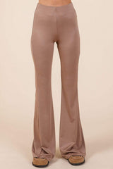 Mittoshop Stretchy Soft Elastic Waist Flare Pants - Trendsi - Flyclothing LLC