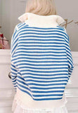 Striped Half Zip Mock Neck Long Sleeve Sweater - Trendsi - Flyclothing LLC