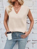 Lovelet Ribbed V-Neck Slit Sweater Vest - Trendsi - Flyclothing LLC