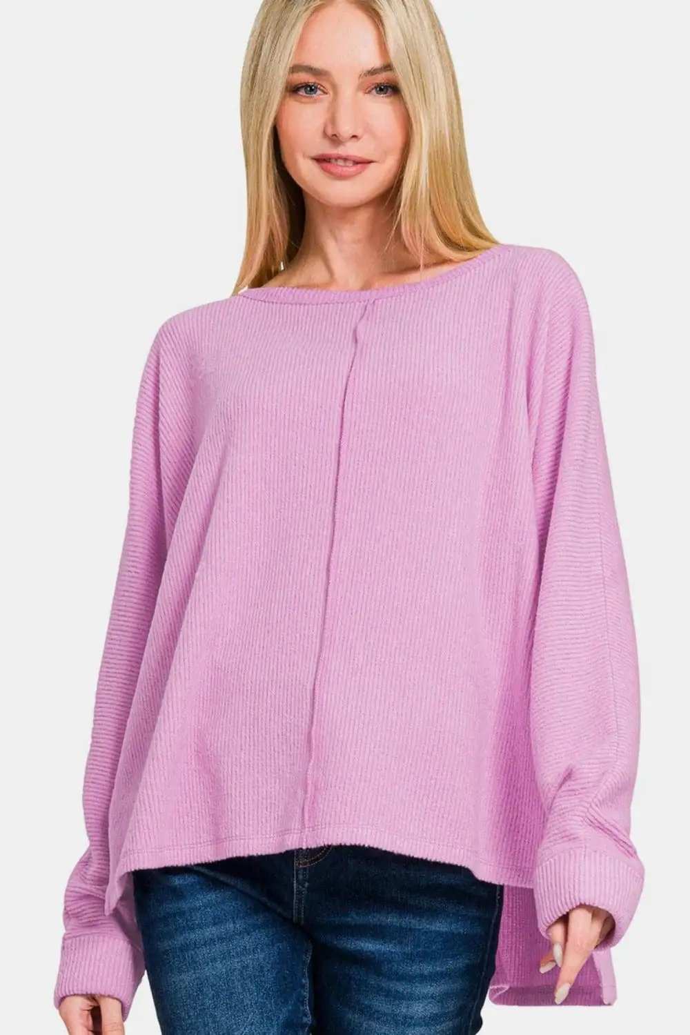 Zenana High-Low Side Slit Round Neck T-Shirt - Trendsi - Flyclothing LLC