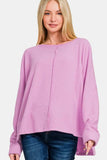 Zenana High-Low Side Slit Round Neck T-Shirt - Trendsi - Flyclothing LLC