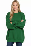 Zenana Oversized Round Neck Fleece Tunic Sweatshirt - Trendsi - Flyclothing LLC