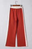 Drawstring Contrast Wide Leg Pants - Trendsi