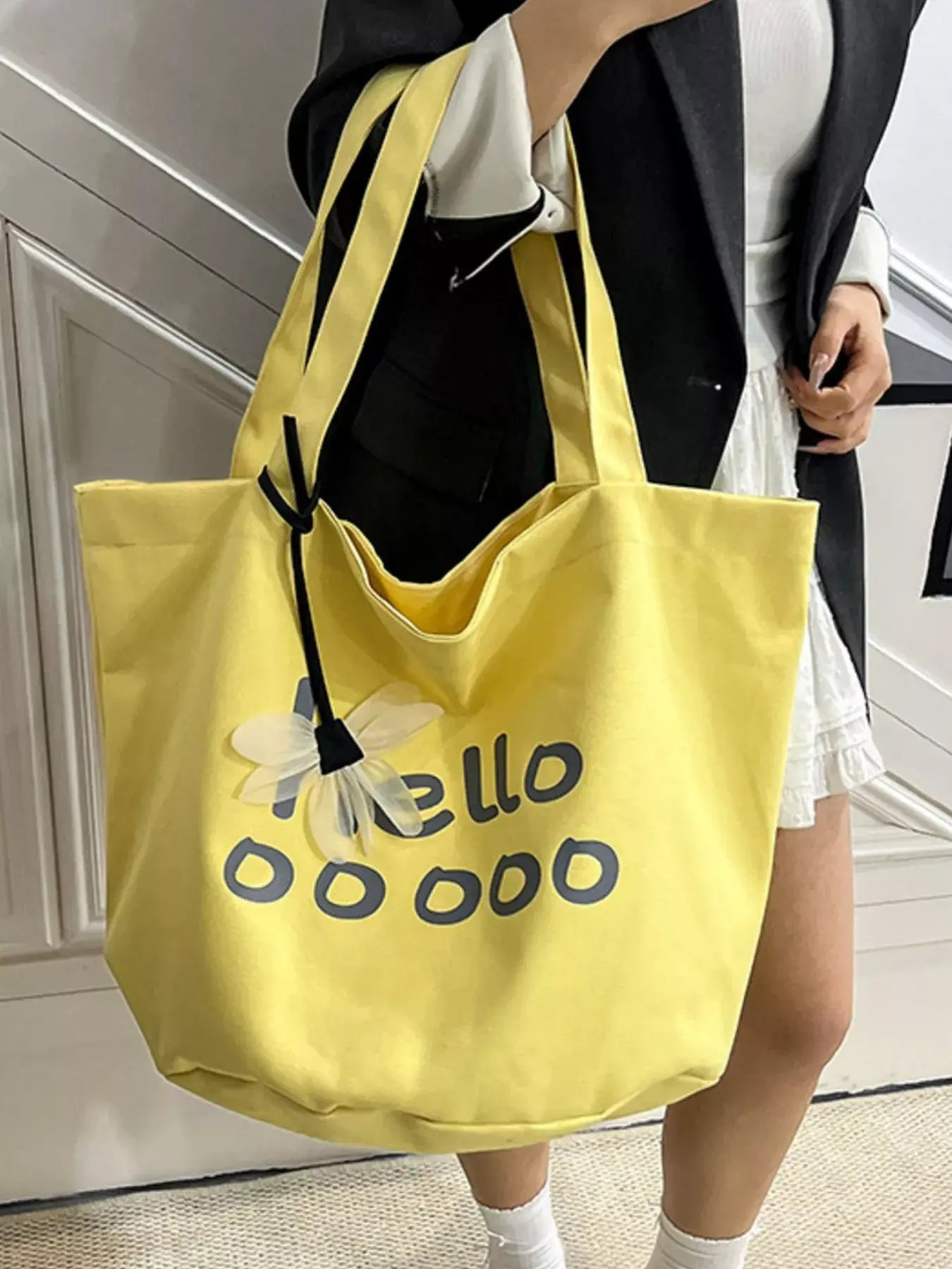 Letter Canvas Tote Bag - Trendsi - Flyclothing LLC