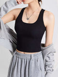 Crisscross Scoop Neck Wide Strap Cropped Tank with Chest Pads - Trendsi - Flyclothing LLC