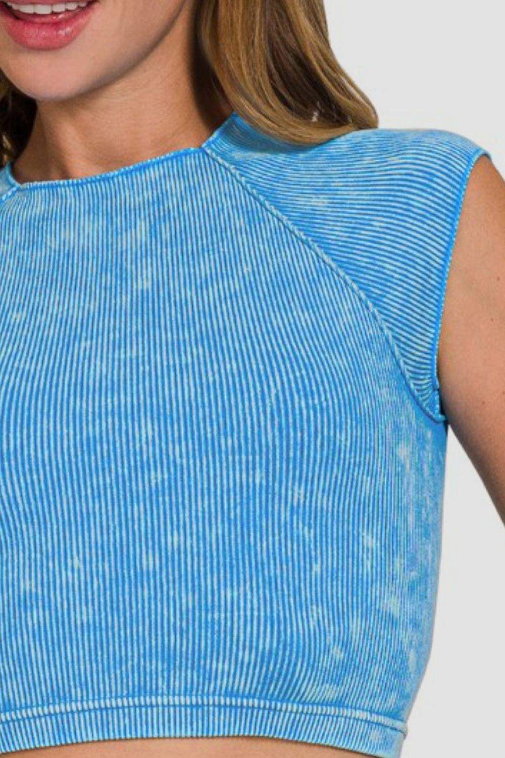 Zenana Ribbed Round Neck Cropped Top - Trendsi - Flyclothing LLC