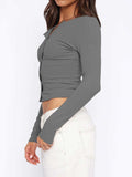 Button Down Long Sleeve Top - Trendsi - Flyclothing LLC