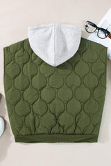 Drawstring Zip Up Hooded Vest Coat - Trendsi - Flyclothing LLC